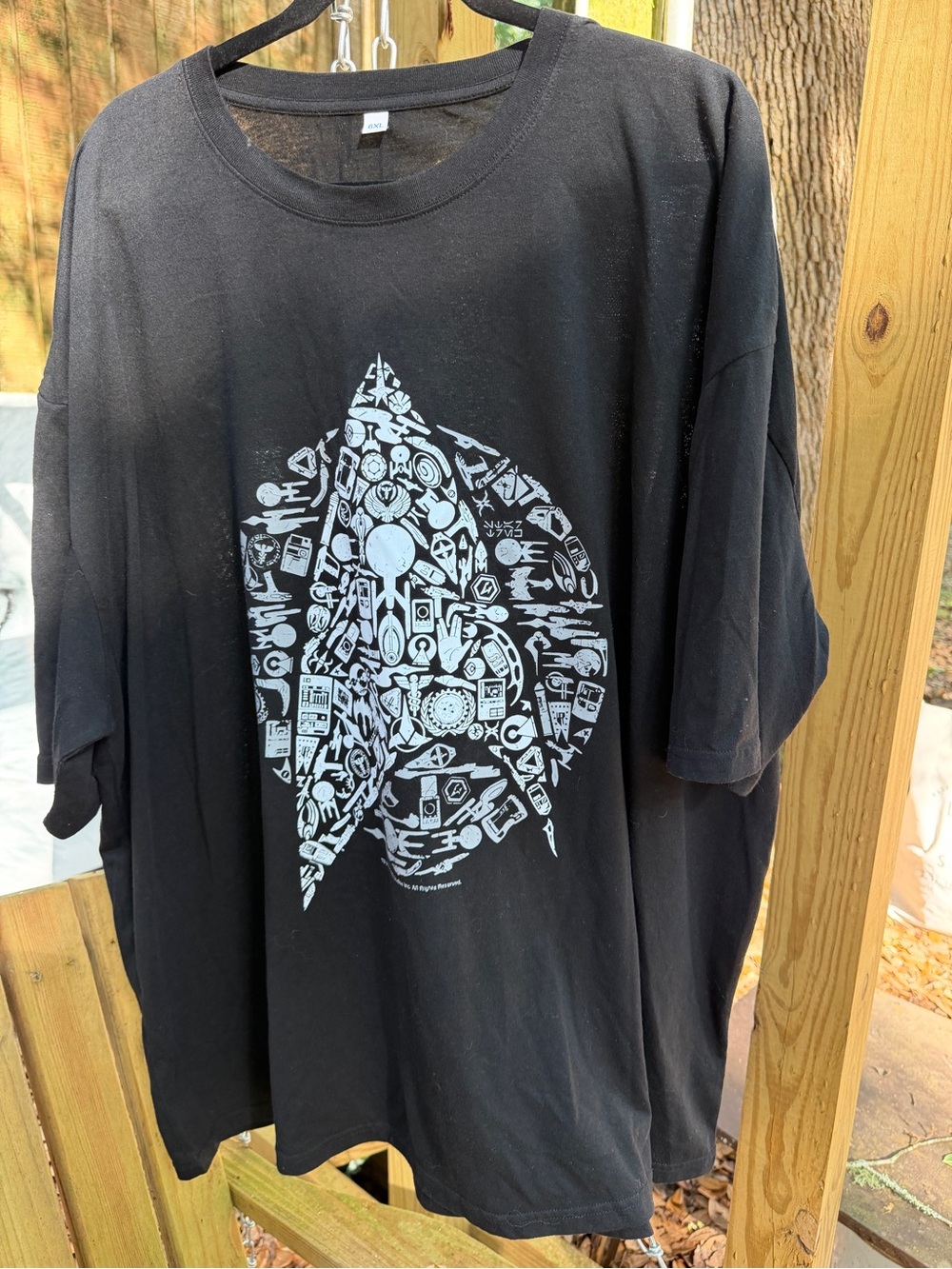 Source Unknown Black Tee with White Star Trek theme 6xl plus short sleeve - Picture 4 of 4